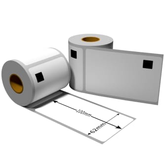 Label für Brother DK11202 62 x 100 mm 300 Label mit 1x wiederverwendbarer Wechselhalterung