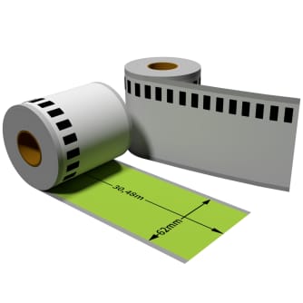 Label farbig f. Brother DK22205 62mmx30,48m endlos mit 1x wiederverwendbarer Wechselhalterung