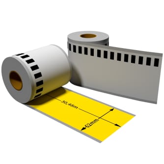Label farbig f. Brother DK22205 62mm x 30,48m endlos mit 1x wiederverwendbarer Wechselhalterung