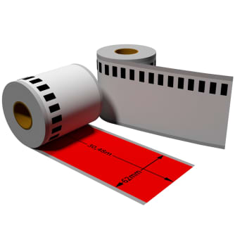 Label farbig f. Brother DK22205 62mm x 30,48 m endlos mit 1x wiederverwendbarer Wechselhalterung