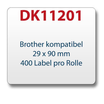 1x label compatible with the Brother DK11201 29 x 90 mm 400 Label with 1x reusable change holder