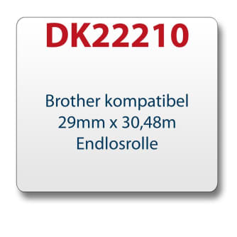 1x Label compatible with the Brother DK22210 29 mm x 30.48 m endless with 1x reusable change holder
