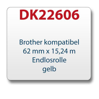 1x Label compatible with the Brother DK22606 62 mm x 15.24 m endless yellow with 1x reusable change holder