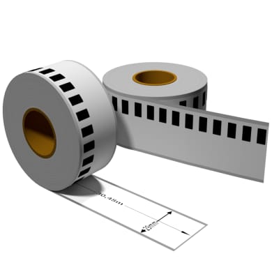 Label für Brother DK22210 29 mm x 30,48 m endlos mit wiederverwendbarer Wechselhalterung