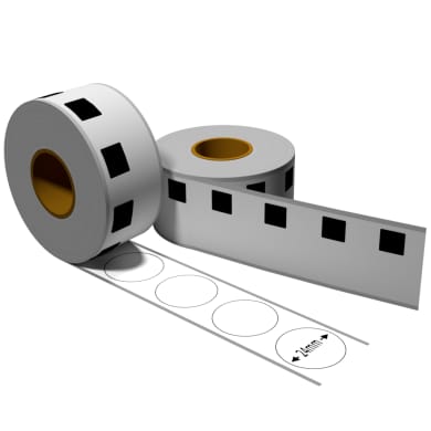 Label kompat. zu Brother DK11218 24mm Durchmesser mit wiederverwendbarer Wechselhalterung