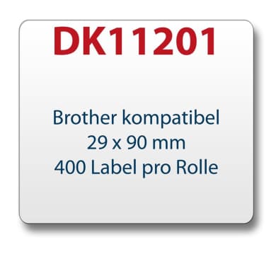 1x label compatible with the Brother DK11201 29 x 90 mm 400 Label with reusable change holder