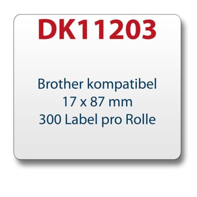 1x label compatible with the Brother DK11203 17 x 87 mm 300 Label with reusable change holder