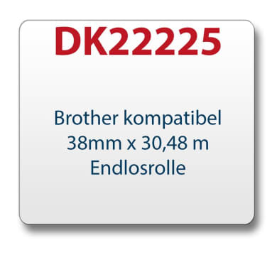 1x Label compatible with the Brother DK22225 38 mm x 30.48 m endless with reusable change holder