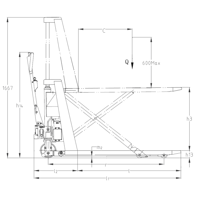 Halbelektrischer Scherenhubwagen für 1000 kg Halbelektrischer Scherenhubwagen für 1000 kg