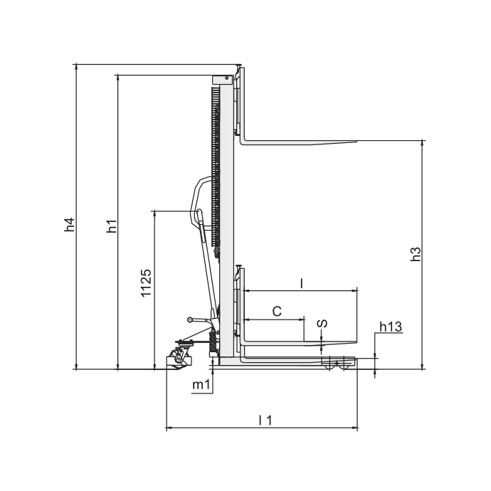 Hochhubwagen 1,6m / 1600 mm Tragkraft 1t / 1000 kg Breitspur Gabeln verschiebbar Hochhubwagen 1,6m / 1600 mm Tragkraft 1t / 1000 kg Breitspur Gabeln verschiebbar