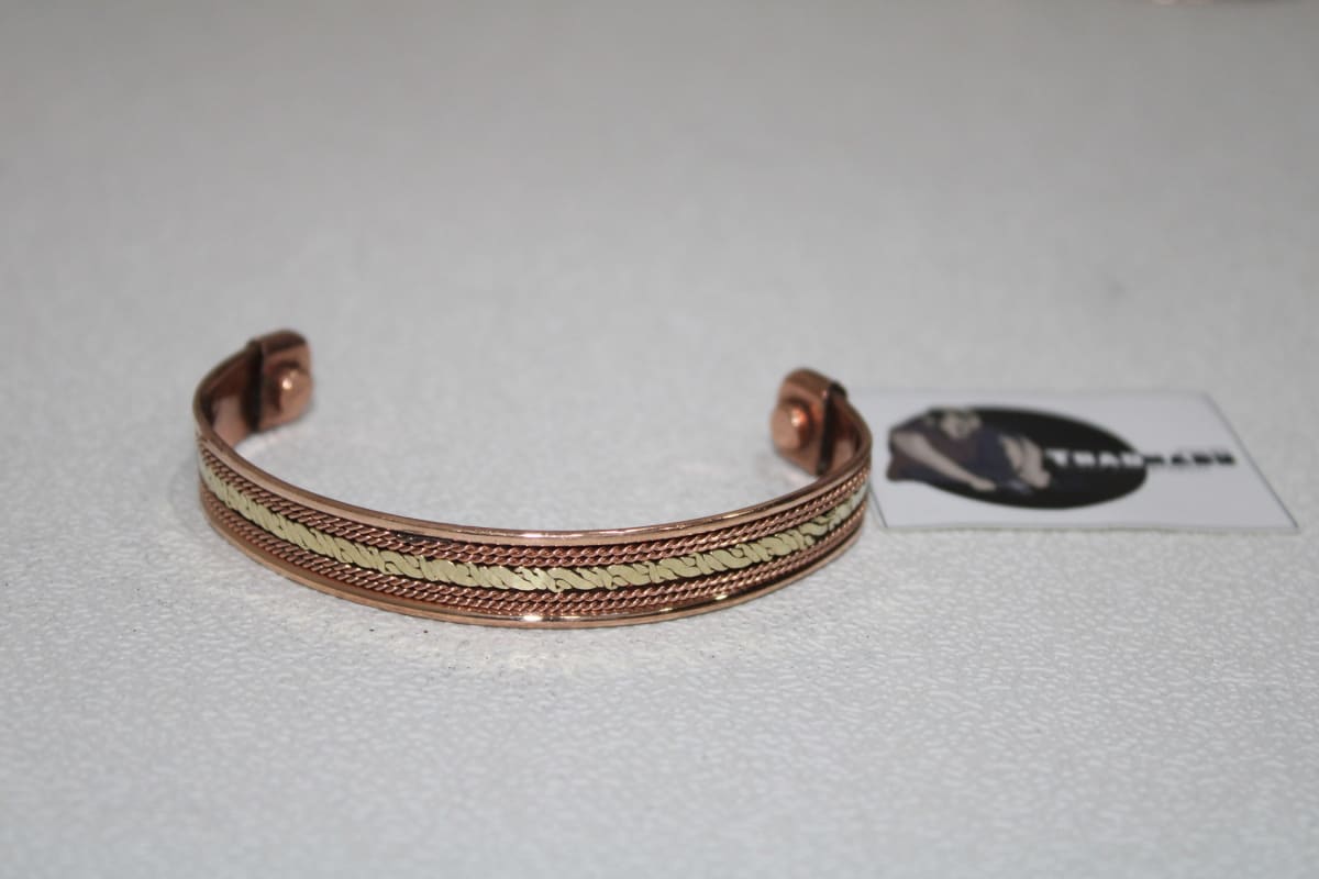 Copper Cuff With Single Brass Rope Design