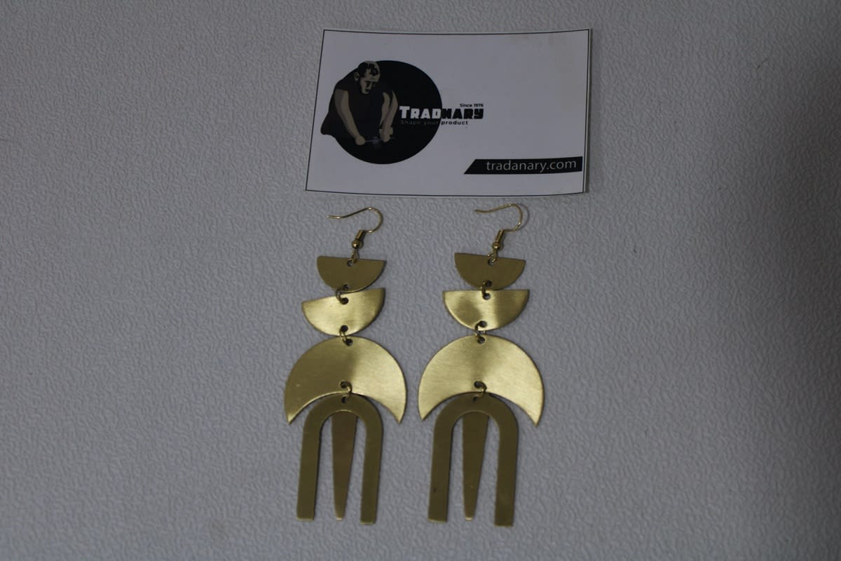 Half-Moons Shape Brass Earrings 