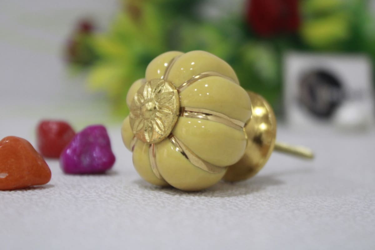 Yellow Flower Ceramic Knob