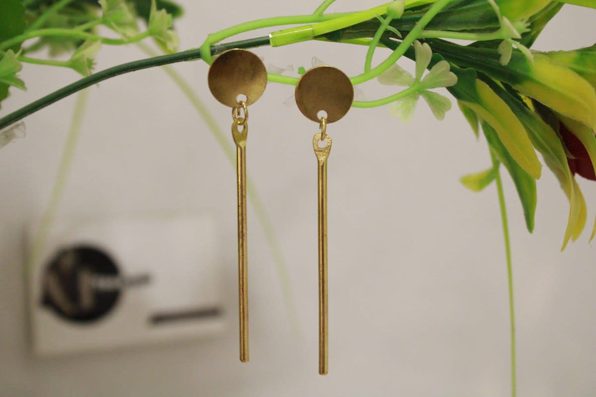 Brass Earrings In Thin Stick