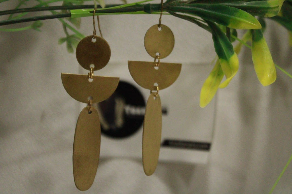 Circle Brass Earrings In One Strips Design