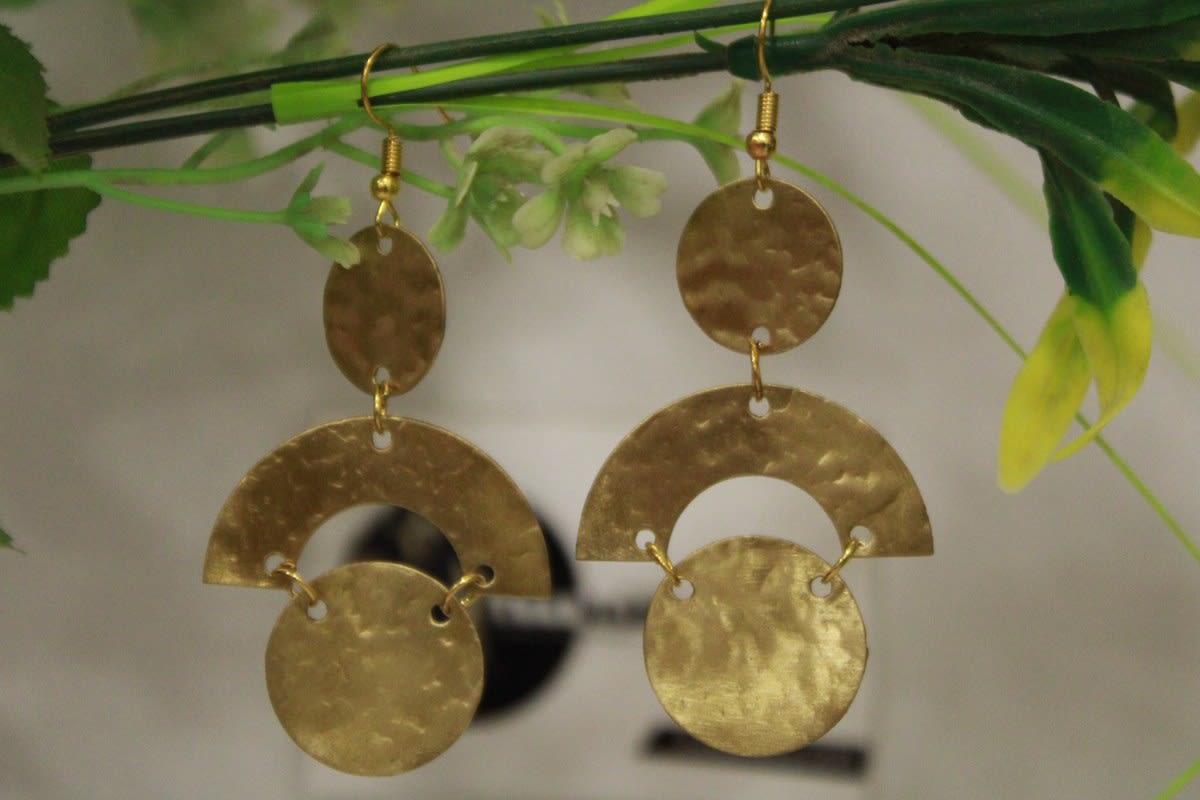 Brass Earrings In Semicircle Shape