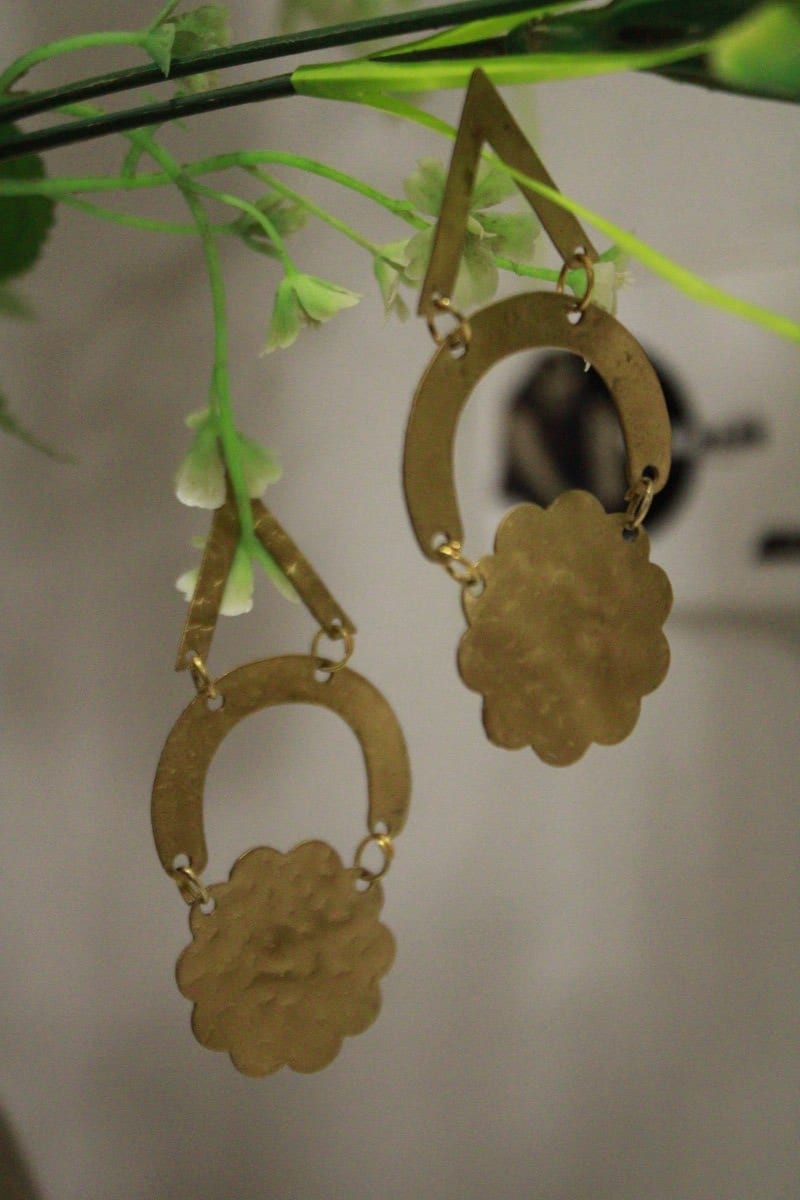 Brass Earrings In Crescent Shape