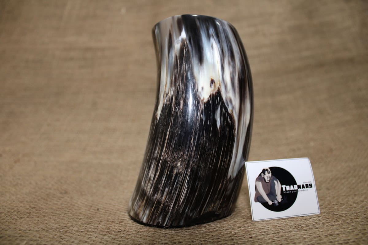 Black and Whitish Horn Mug — Horn