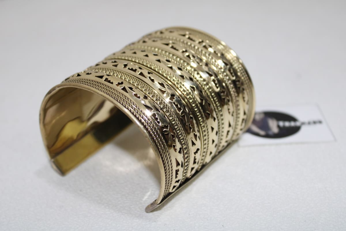 Brass Cuff With Floral Cut-Out Design — Brass