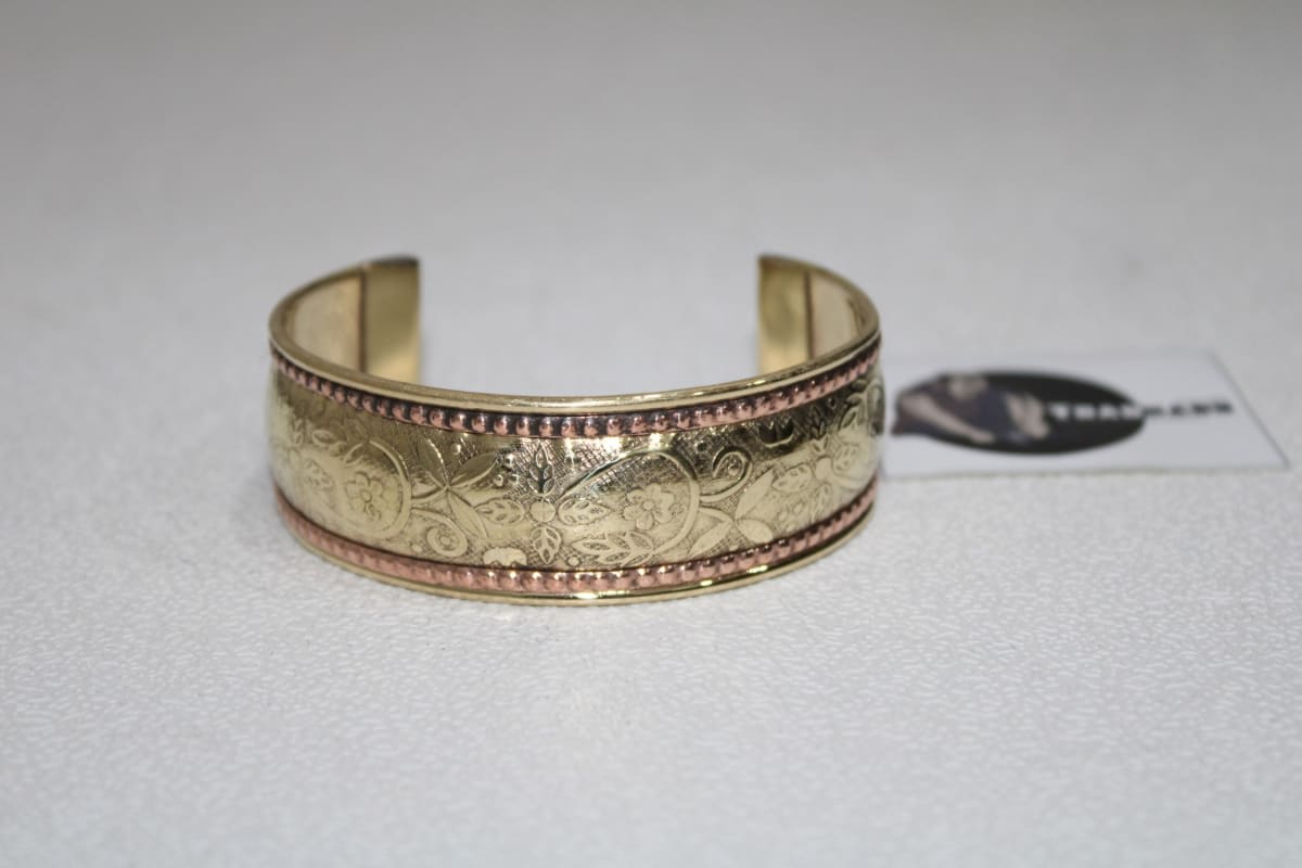 Brass Cuff With Dual Copper Rope Design — Brass