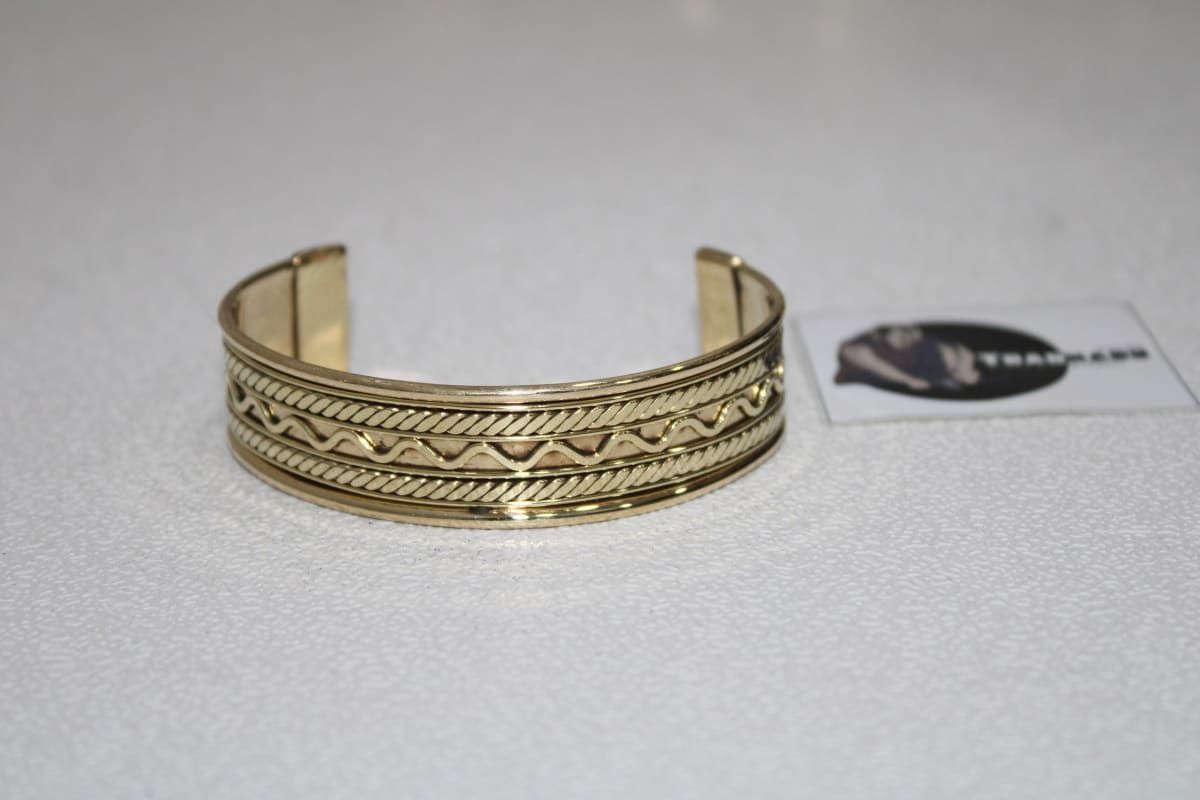 Wave Design Cuff Healing Brass Bracelet — Brass