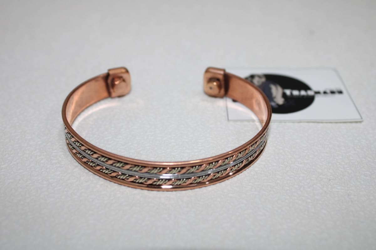 Copper Cuff In Mixed Copper,Brass Rope And Iron — Copper