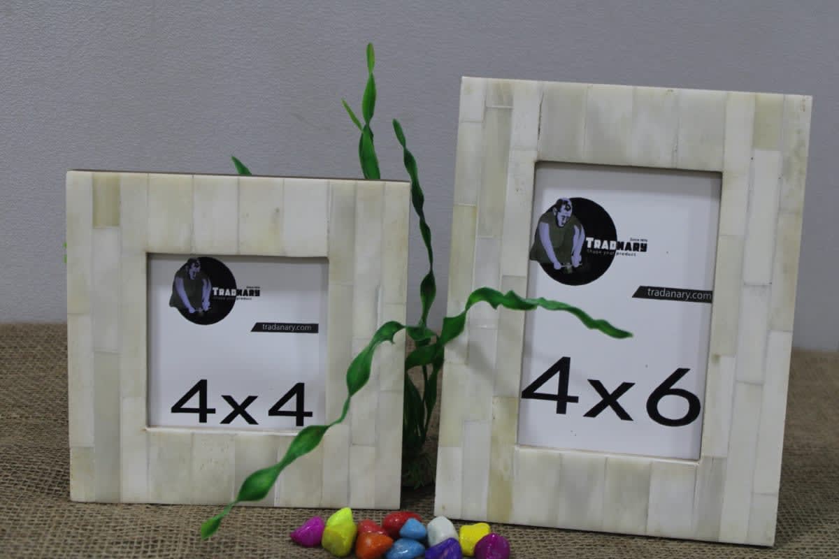 White Bone Inlay Picture Frame — Bone