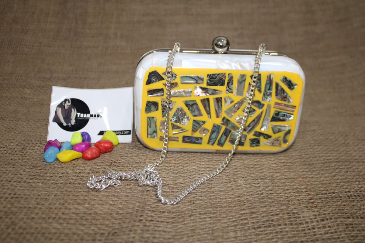 Mother of Pearl & Resin Clutch Handbag — Mother Of Pearl & Resin