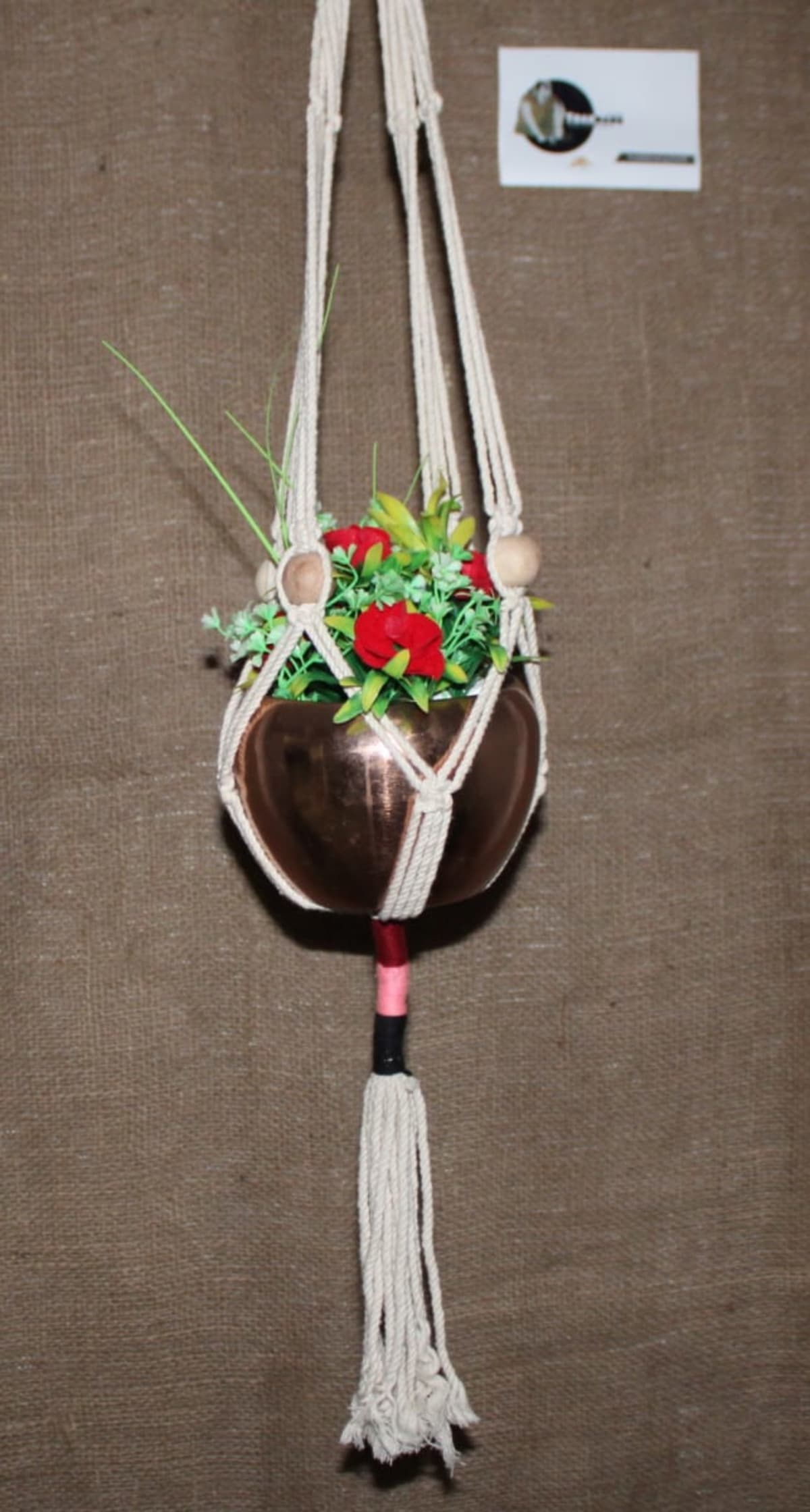 Rope and Iron powder Coated Pot Hanging Planter — Rope & Iron Powder Coated