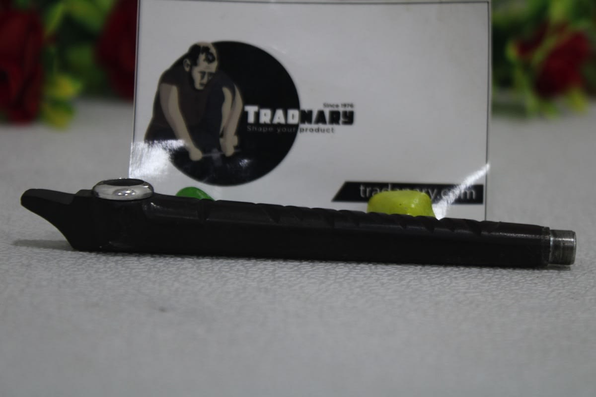Black Wood Dokha Pipe — Wood & Metal