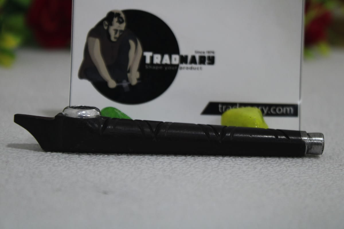 Black Wood Dokha Pipe — Wood & Metal