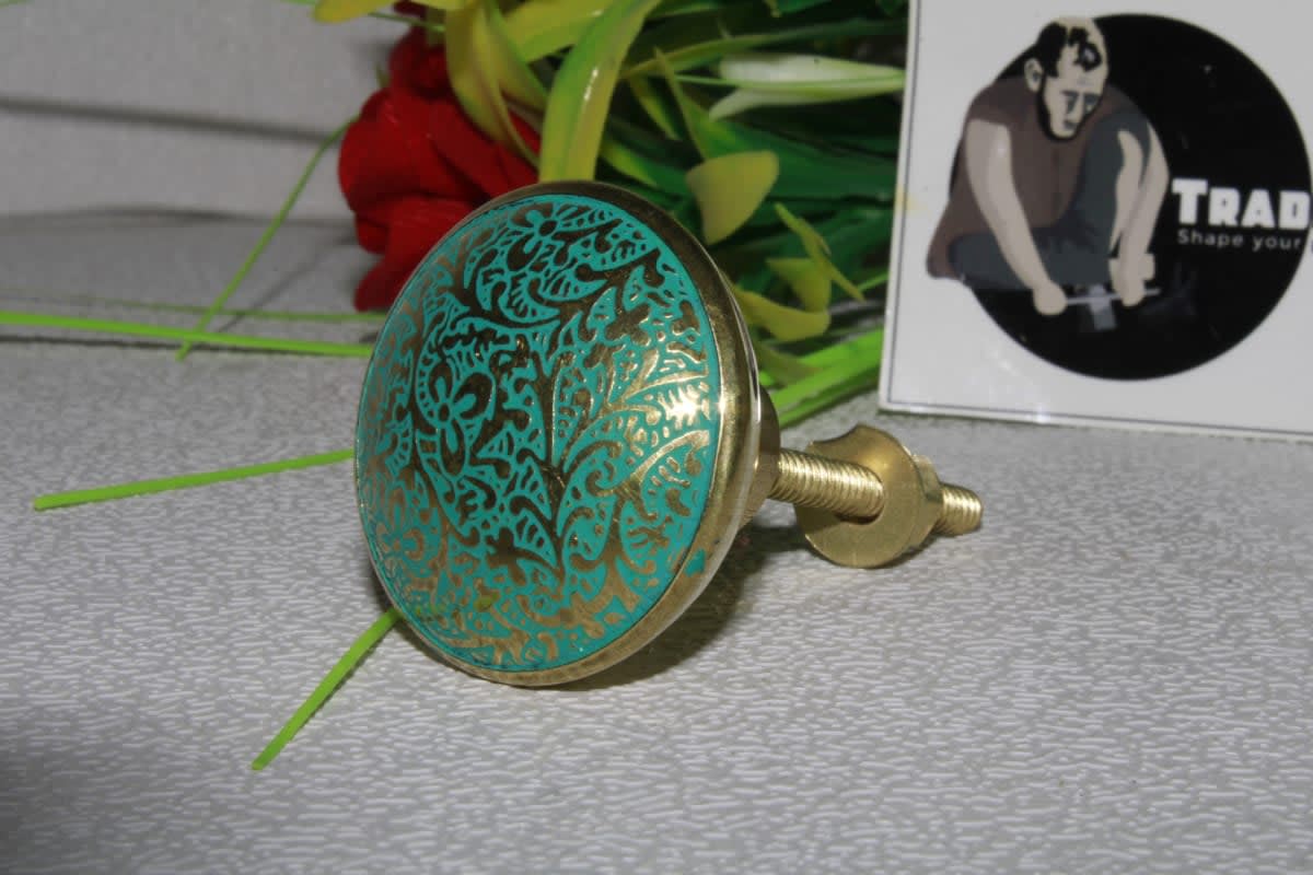 Green Brass Knob — Brass