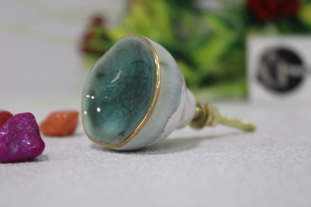 Ceramic Blue Bell Drawer Knob — Ceramic