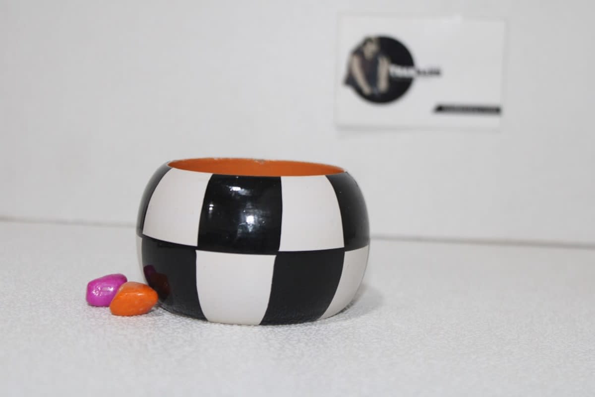 White And Black Colored Bangle — Wood