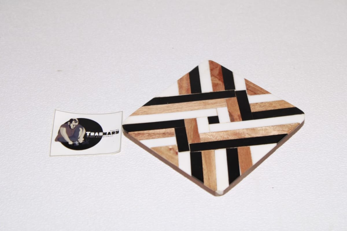 Black & White Resin Strips Coaster — Resin
