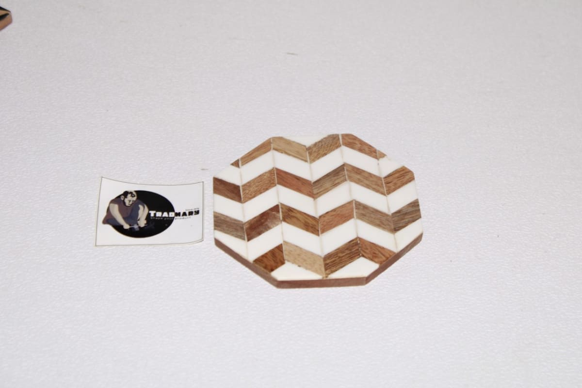 Hexagon White Resin Stripes Coaster — Resin