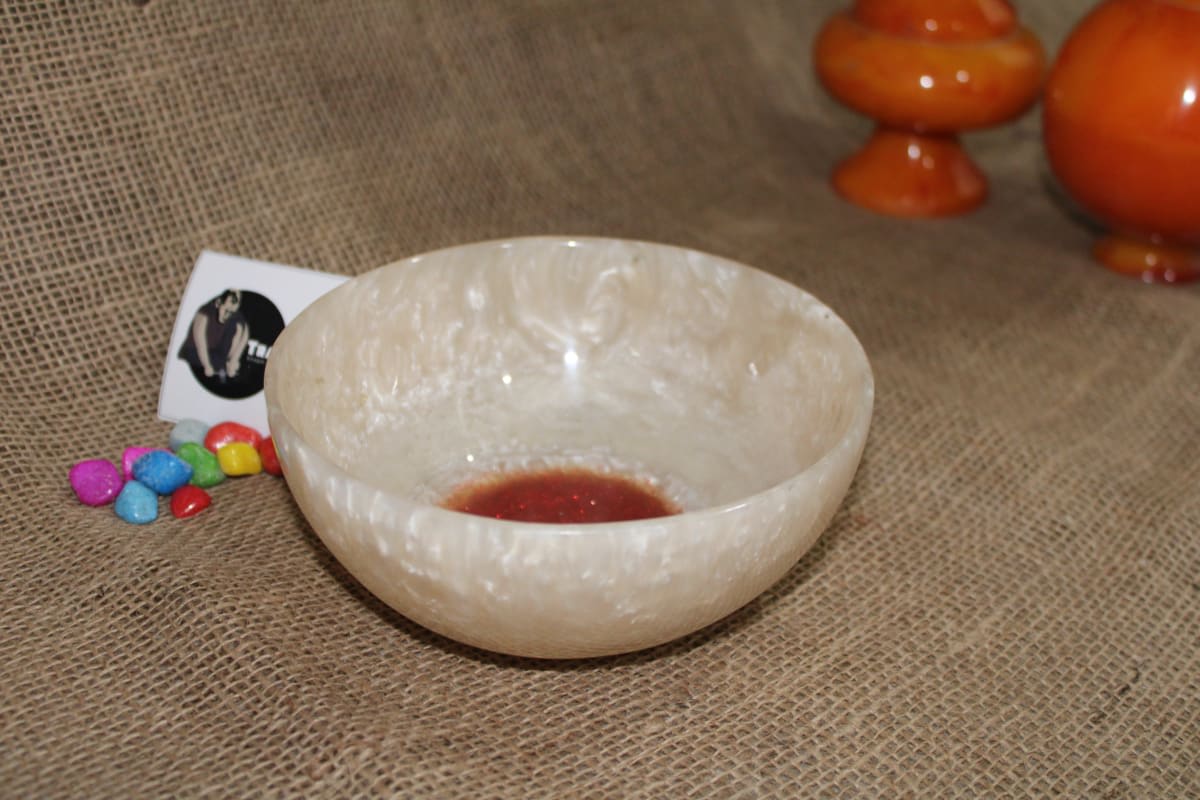 White Wide Bowl In Resin — Resin