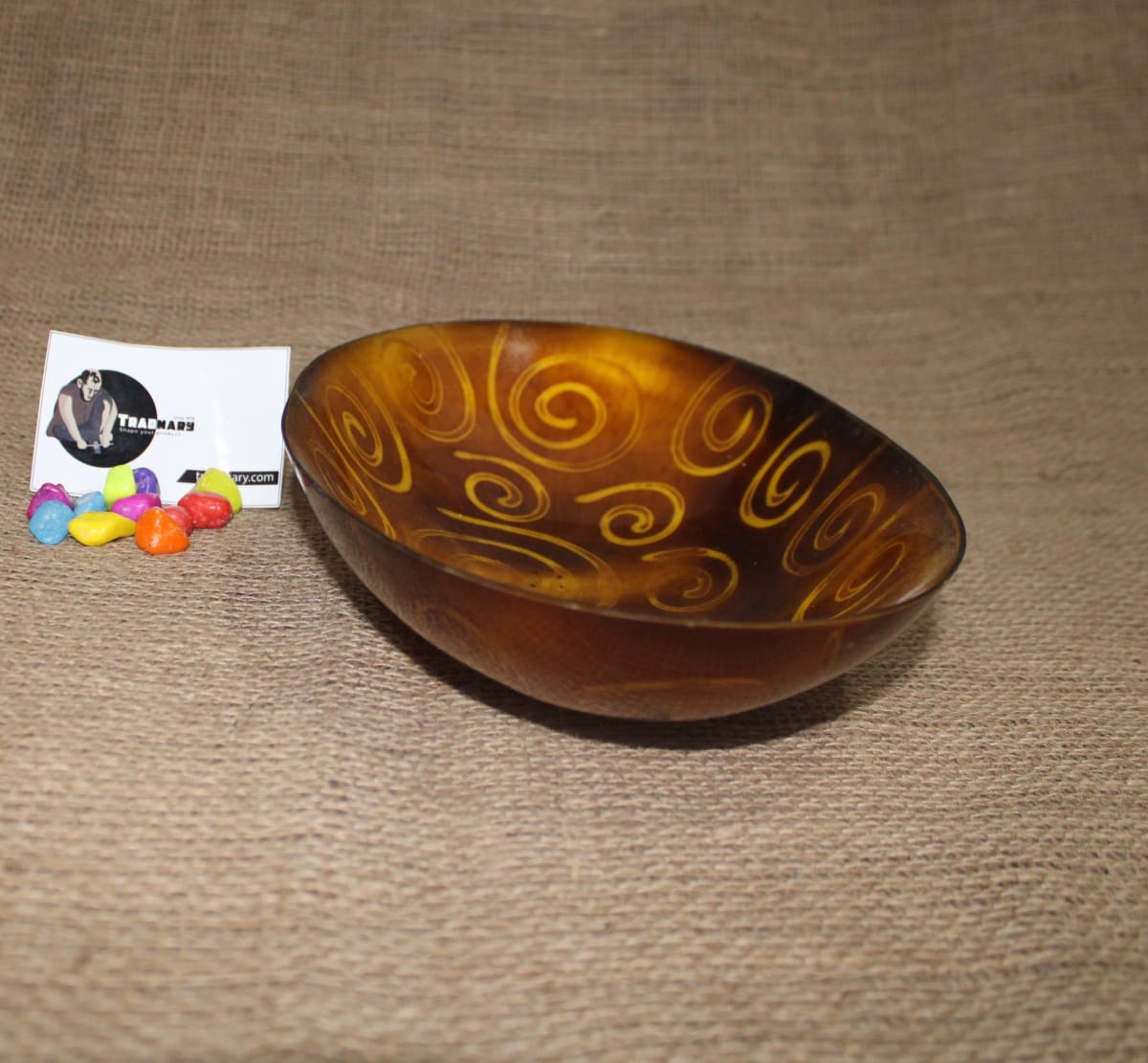 Resin Bowl In Dark Brown Round Line Design — Resin 