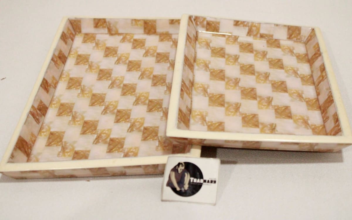 Enamel Painted Serving Tray — Wood