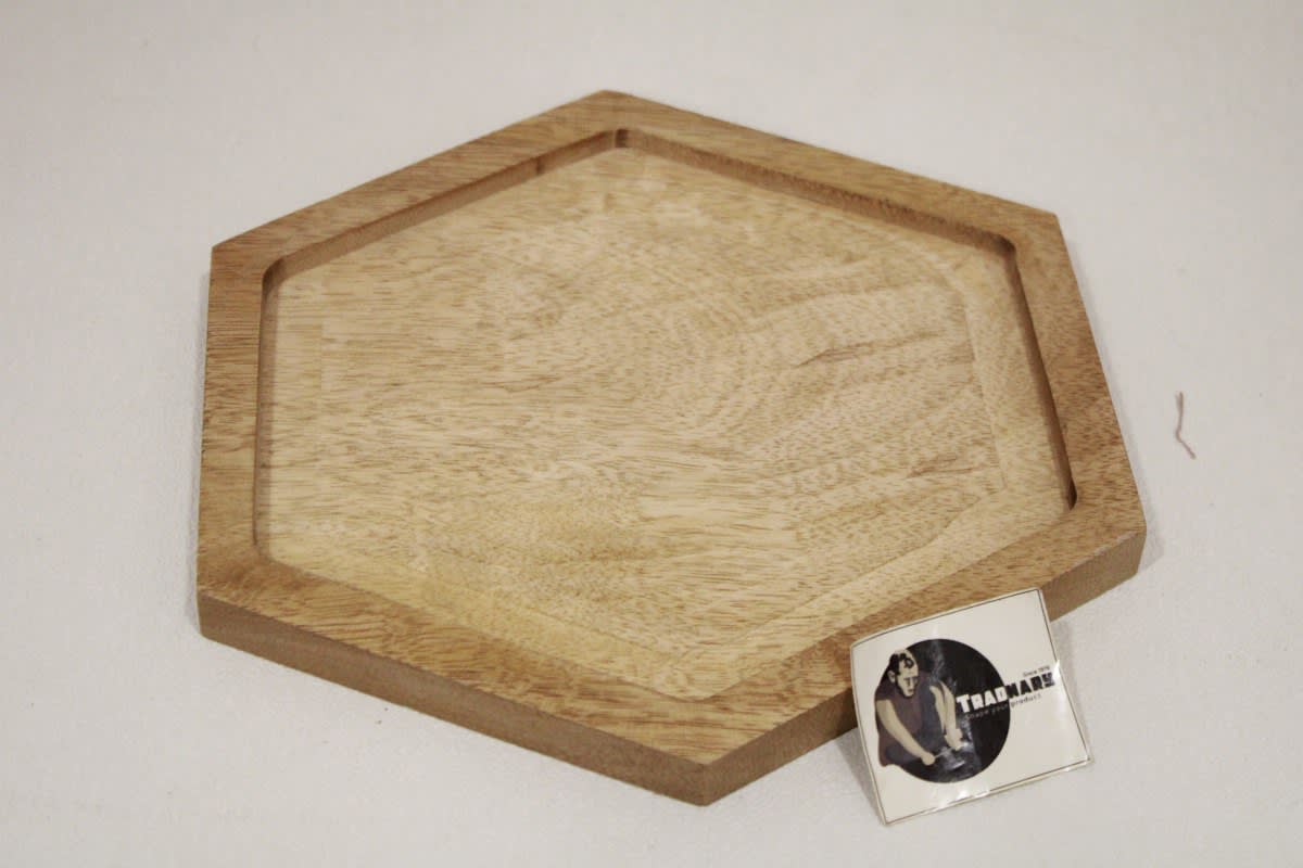 Wooden Serving Plate Set In Hexagon Shape — Wood