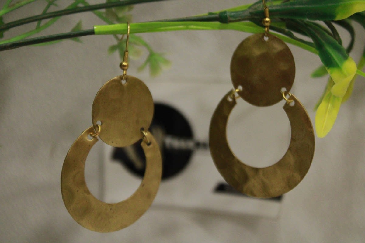 Brass Earrings In Joined Circle Design — Brass