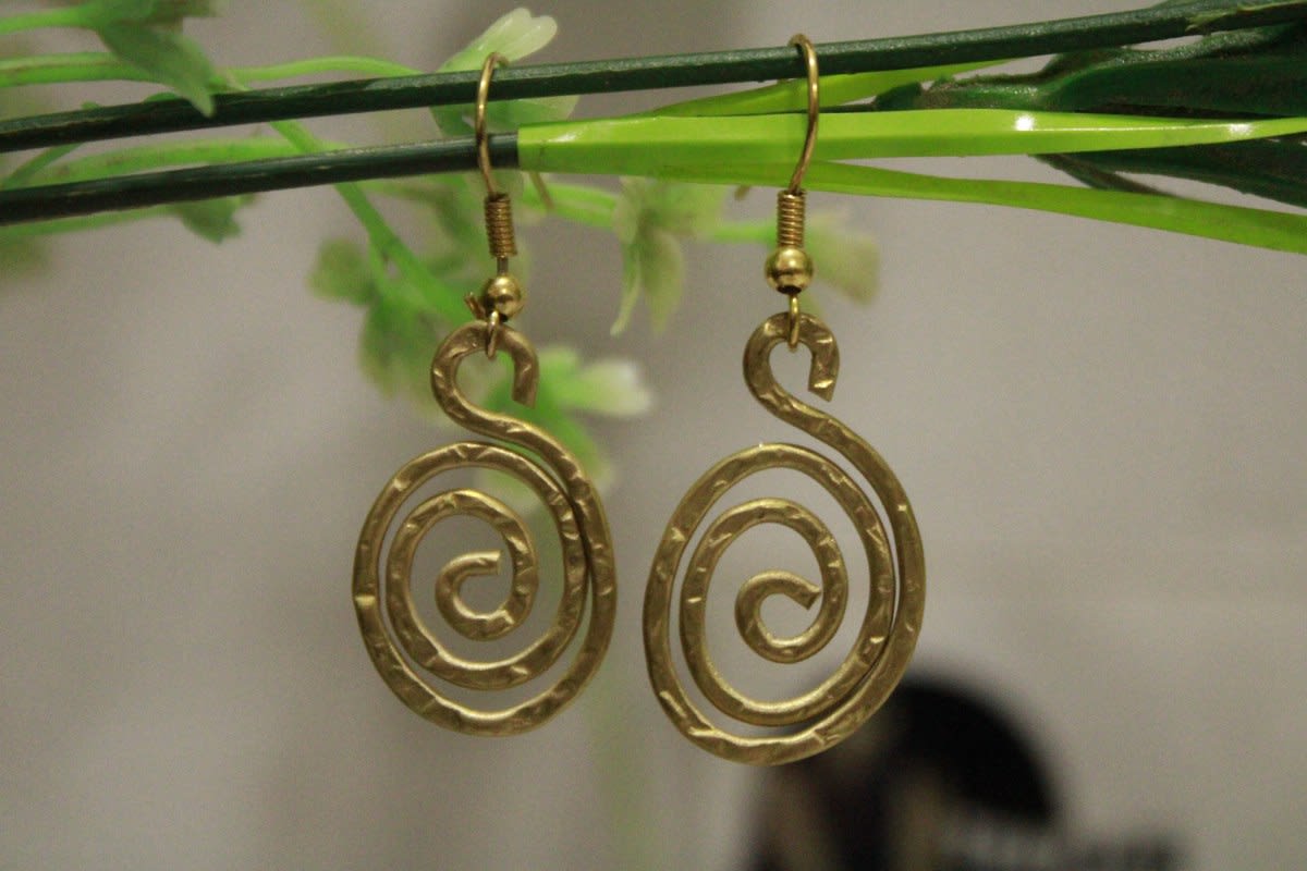 Brass Earrings In Jalebi Shape — Brass