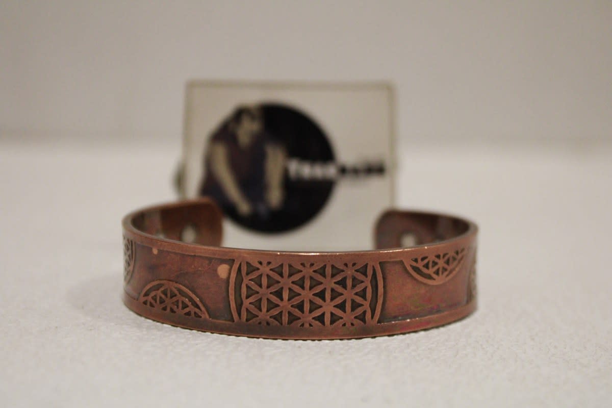 Magnetic Copper Cuff With Geometric Design — Copper