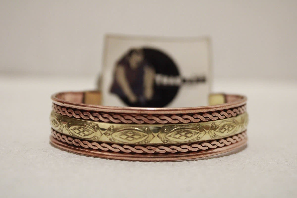 Magnetic Copper Cuff With Etched on Brass & Dual Copper Rope Design — Copper
