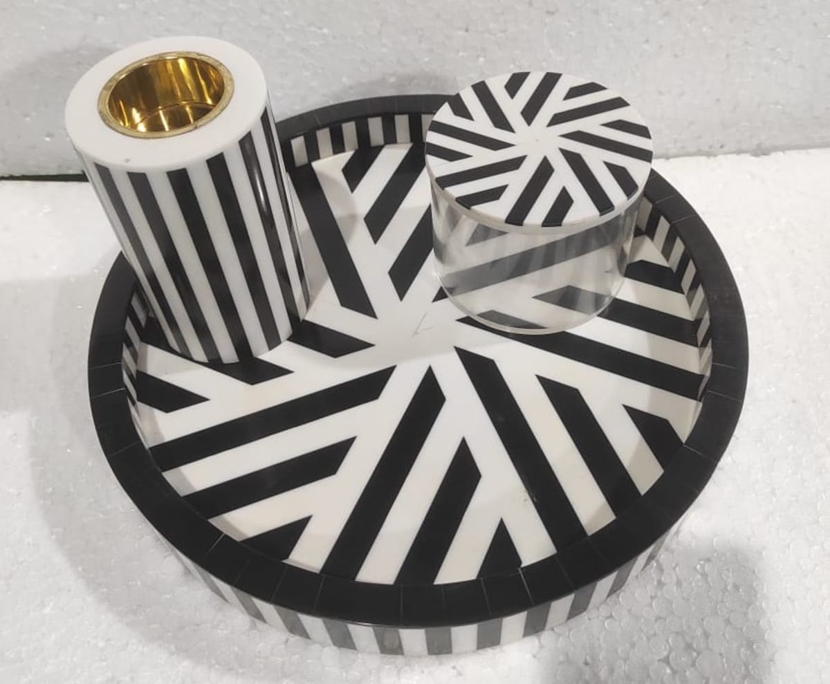 Round Arabian Incense Burner Tray Set — Resin