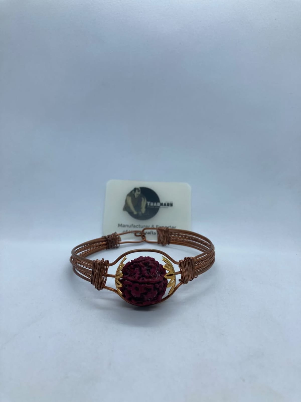 Copper Cuff With Natural Rudraksha Design — Copper & Natural Rudraksha