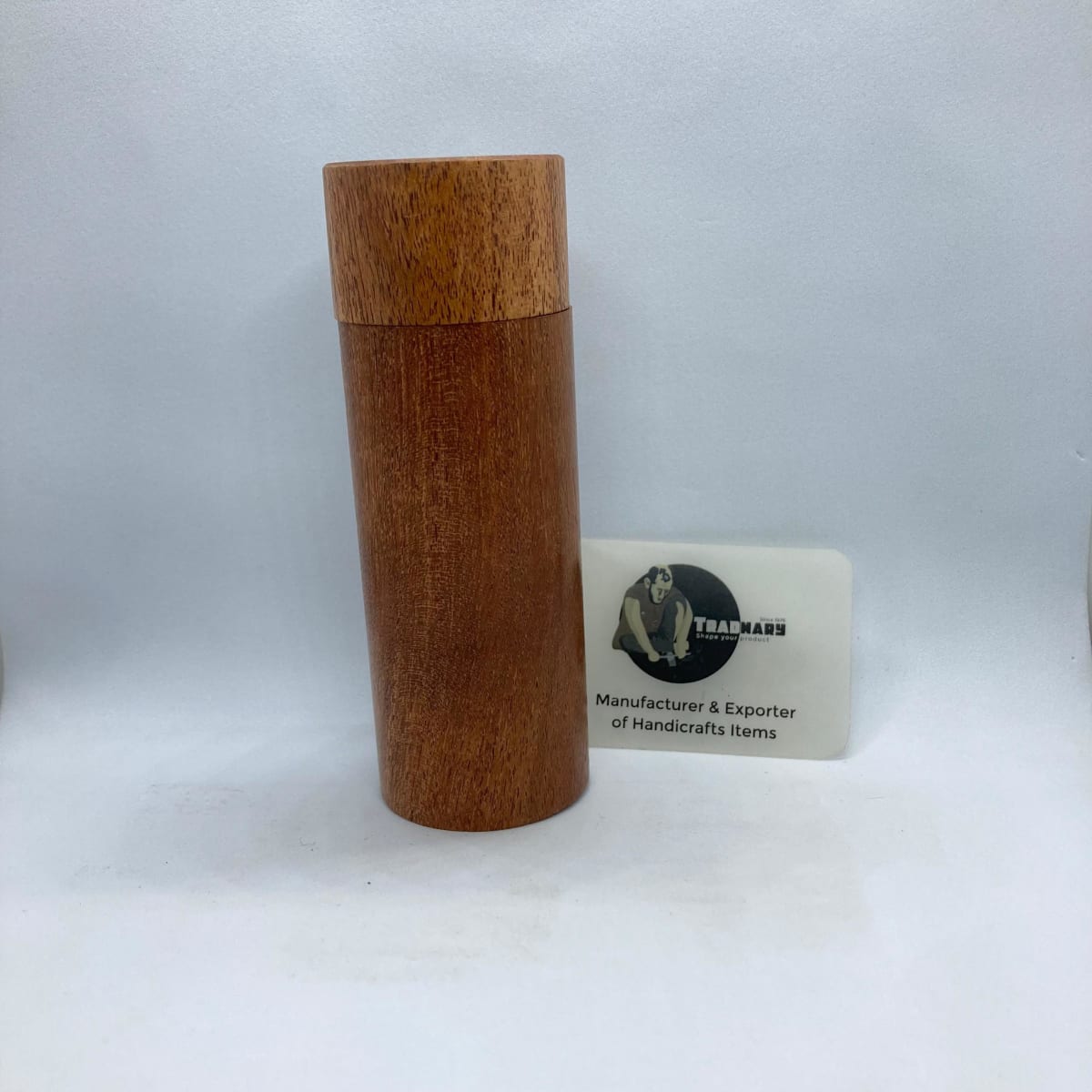 Round Wooden Attar Box handmade in Acacia Wood by an Indian manufacturer