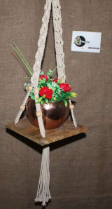 Hanging Planter Wood and Rope product view 2
