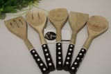 Five Wooden Spoon Set In Resin Handle product view 1