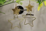 Golden Brass Earrings In Star Shape product view 1